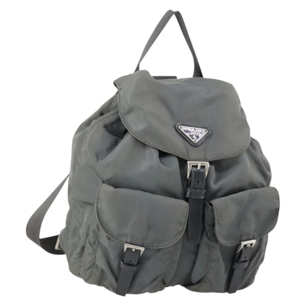 PRADA Backpack Nylon Gray Silver Auth kk572 - Picture 1 of 16